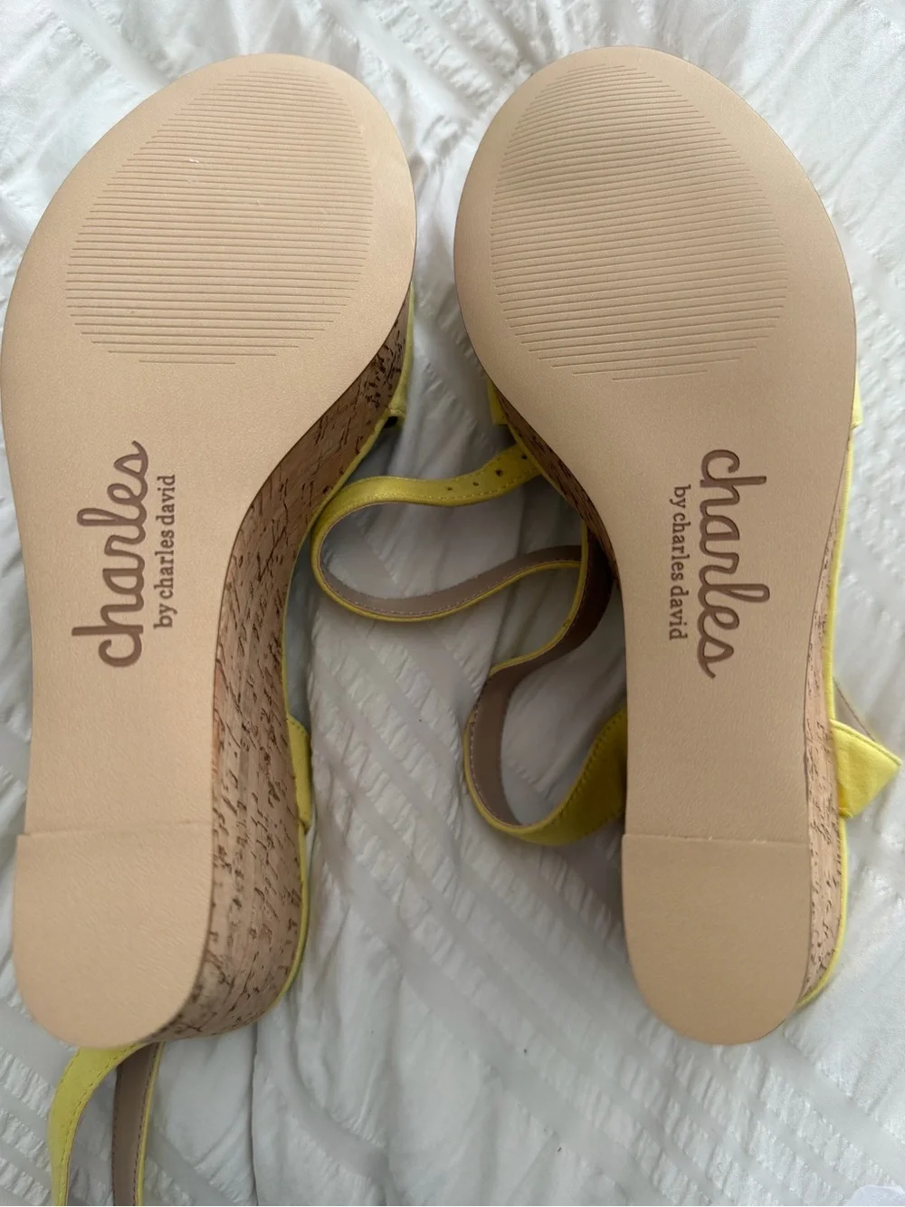 Charles by Charles David Yellow Cork Wedge Sandals size 9.5 Never Worn